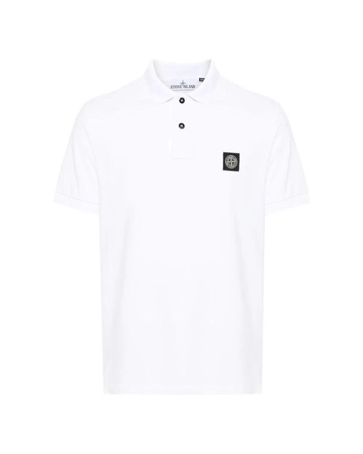 Stone Island White Polo Shirts for men