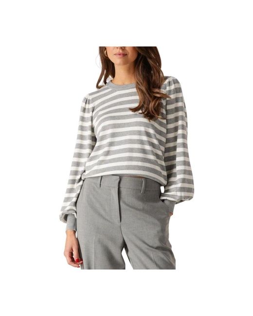 Minus Gray Gestreifter Pullover Mit Langen Ärmeln