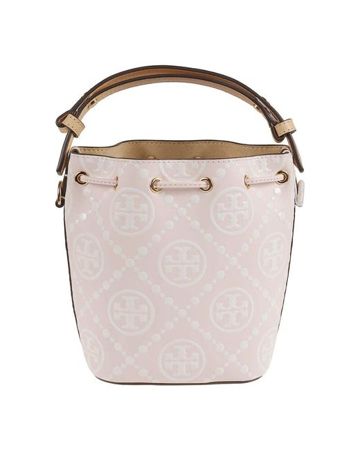 Tory Burch Pink Monogramm Mini Eimer Tasche