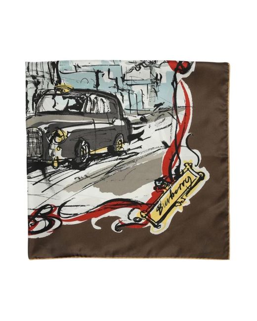 Burberry Brown Silk Scarves for men