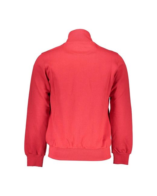 La Martina Hoodies & Sweatvesten ,Rood ,Rode Zip-Up Sweater Met Borduurwerk in het Red voor heren