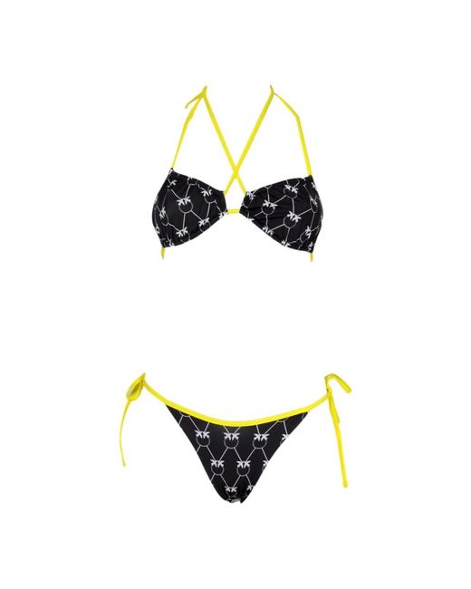 Pinko Badmode ,Zwart ,Love Birds Triangle Bikini Top in het Black