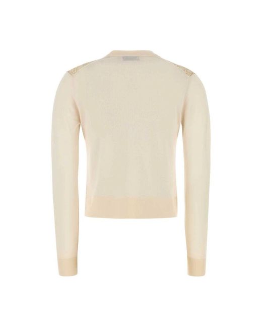 Tory Burch Natural Ivory Woll Cardigan Strickwaren
