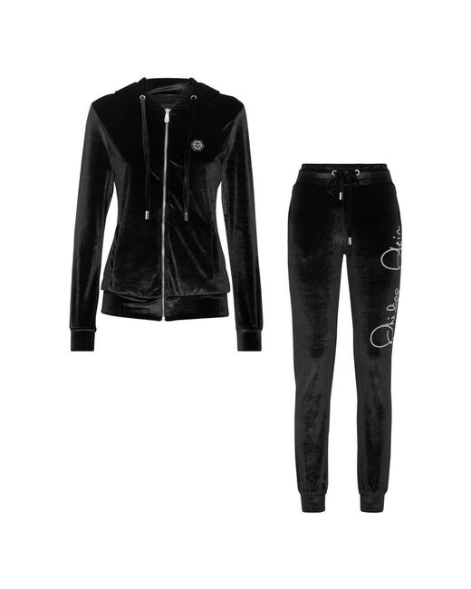 Philipp Plein Velvet Hoodie/Broeken Trainingspak in het Black