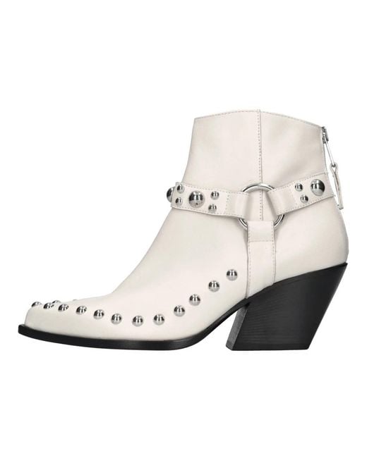Elena Iachi White Cowboy & Biker Boots