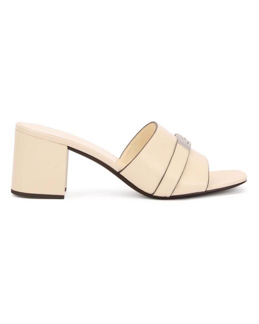 Tory Burch White Heeled Mules