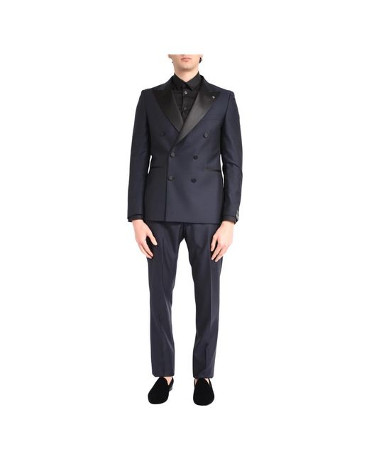 Tagliatore Kostuums ,Blauw ,Wol Double Breasted Suits in het Black voor heren