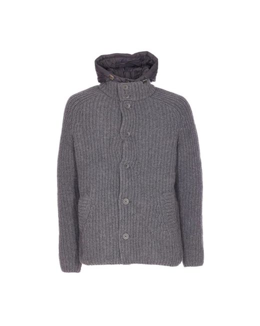 Herno Truien & Vesten ,Grijs ,Grijze Geribbelde Gebreide Hoodiejas in het Gray voor heren