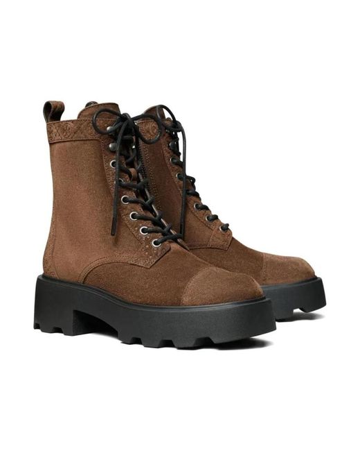 Tory Burch Brown Lace-Up Boots