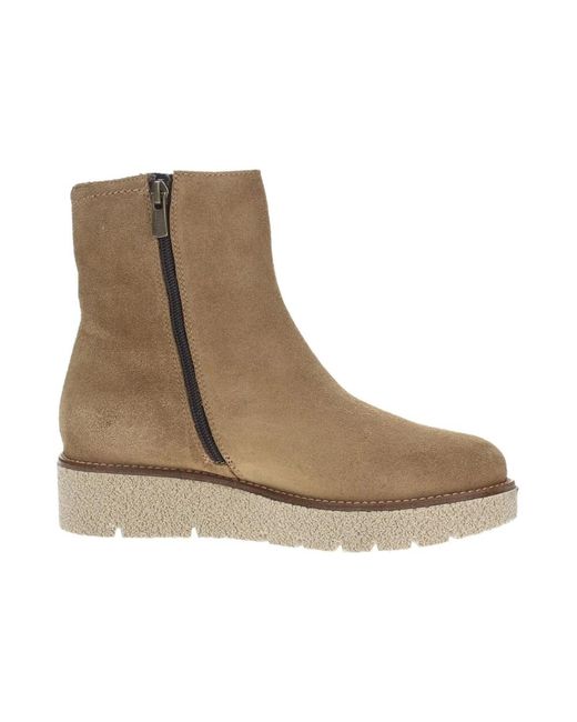 Callaghan Brown Wildleder Keilabsatz Stiefeletten Mit Reißverschluss