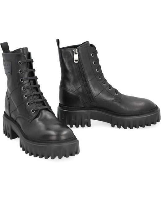 Hogan Black Lace-Up Boots