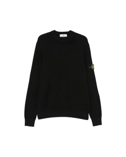 Stone Island Black Round-Neck Knitwear for men