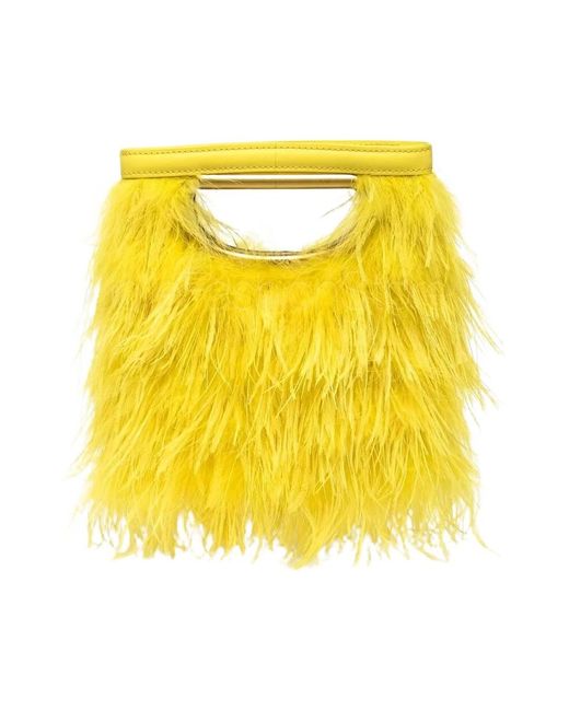 Pinko Yellow Federn mini handtasche square