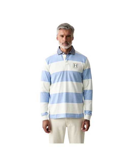 Hackett Rugby Polo Met Strepen in het Blue voor heren