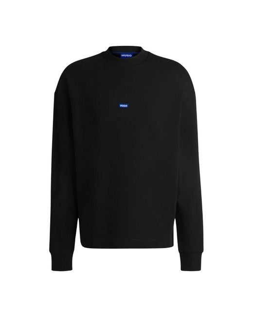 HUGO Hoodies & Sweatvesten ,Zwart ,Katoen Zachte En Ademende Katoenen Terry Trui in het Black voor heren