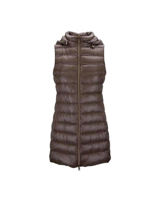Herno Jassen ,Bruin ,Hooded Down Vest Zipper in het Brown