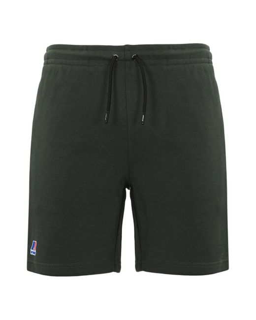 Shorts in cotone con vita regolabile di K-Way in Green da Uomo