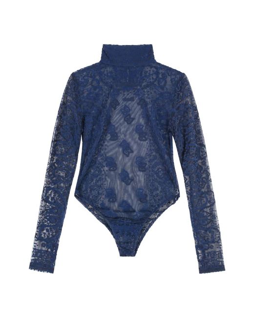 Rhude Tops ,Blauw ,Polyester Keyhole Tulle Bodysuit in het Blue