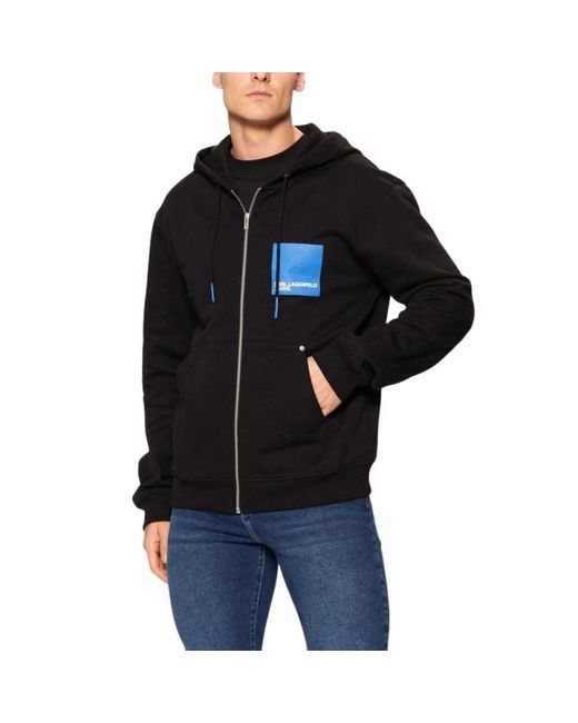 Karl Lagerfeld Hoodies & Sweatvesten ,Zwart ,Katoen Box Logo Zip-Up Hoodie in het Black voor heren