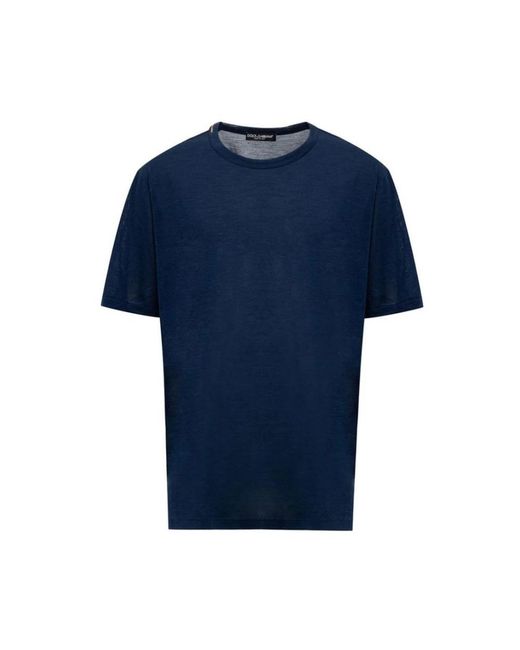 Dolce & Gabbana Blauwe Zijden T-Shirt Met Vlammeneffect in het Blue voor heren