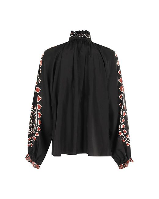 Blusa Cerere De Seda Estampada LaDoubleJ de color Black