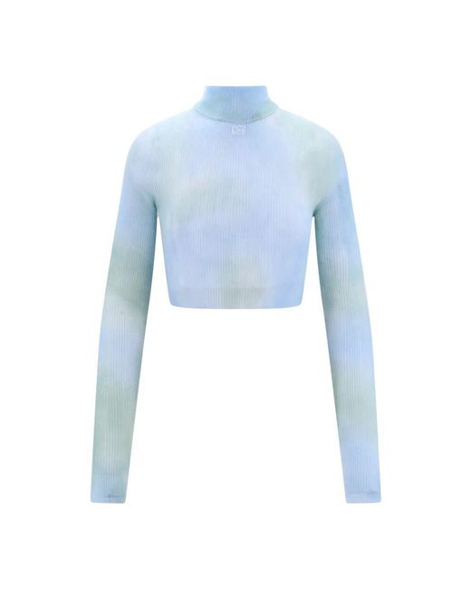 Off-White c/o Virgil Abloh Blue Blaue T-Shirts Und Polos Mit Hohem Kragen