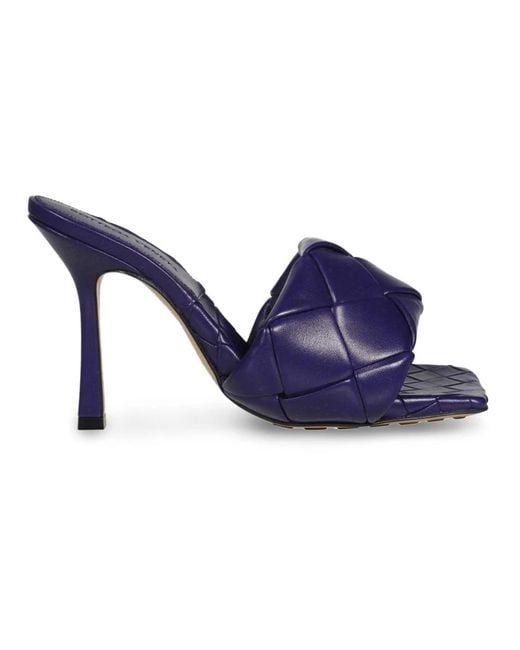 Bottega Veneta Blue Heeled Mules