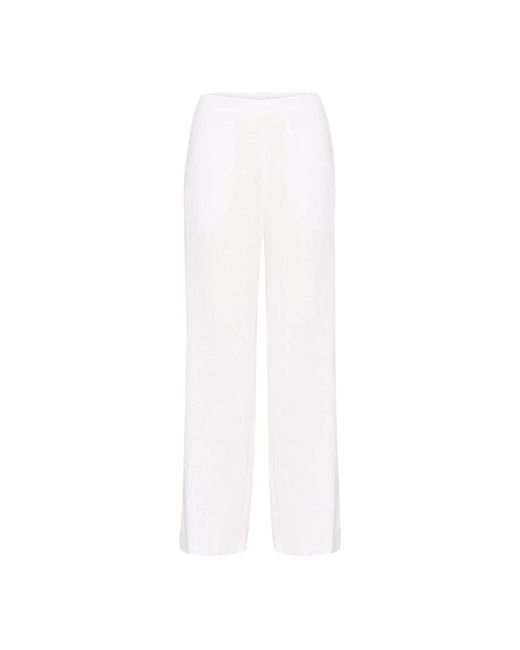Pantalones de lino blanco brillante Part Two de color White