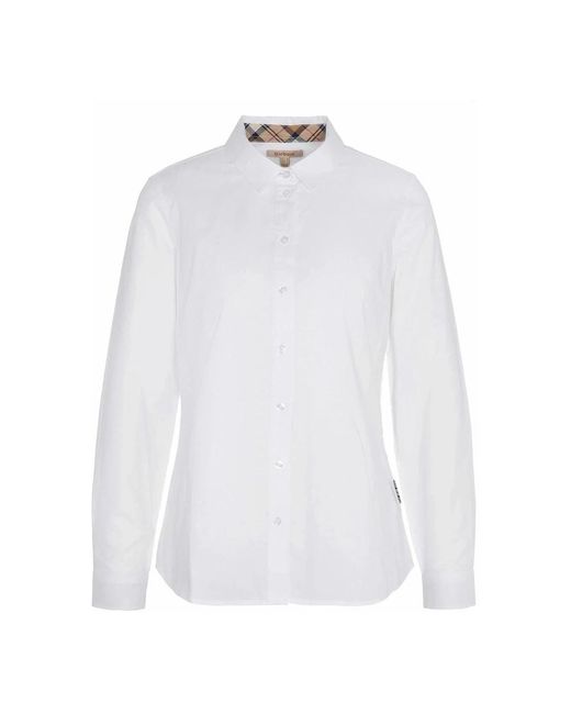 Barbour Overhemden ,Wit ,Katoen Elegante Oxford Katoenen Overhemd Met Vrouwelijke Details in het White