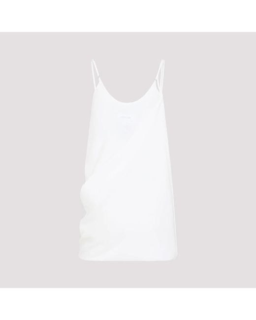 MM6 by Maison Margiela White Draped Silk Mini Dress With Adjustable Straps