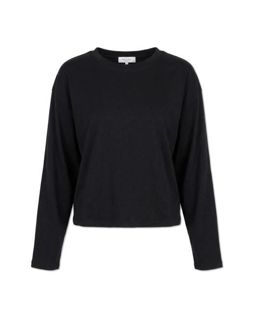 Rag & Bone Tops ,Zwart ,Katoen Top Met Lange Mouwen in het Black