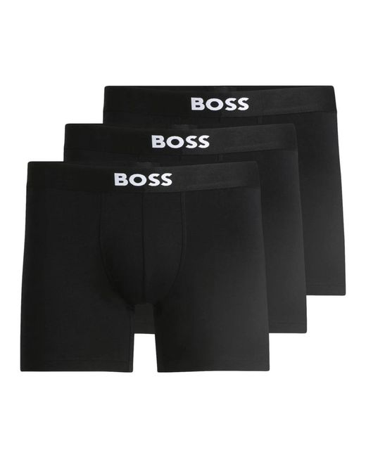 HUGO Ondergoed ,Zwart ,Katoen Stretch Katoenen Boxershorts Pak Van 3 Zwart in het Black voor heren