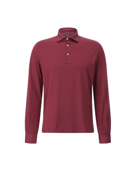 Fedeli Tops ,Rood ,Katoen Katoenen Polo Met Lange Mouwen in het Red voor heren