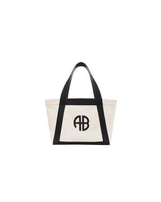 Anine Bing Black Canvas Tote Bag Mit Lederriemen