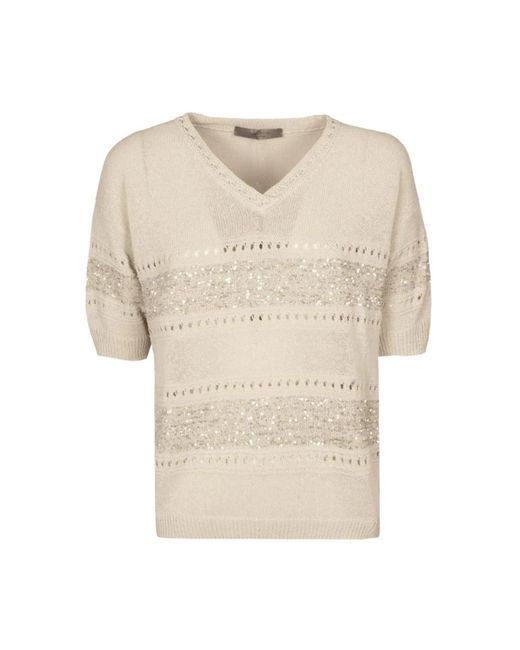 D.exterior Natural V-Neck Knitwear