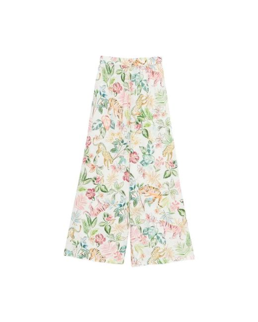 120% Lino White Wide Trousers