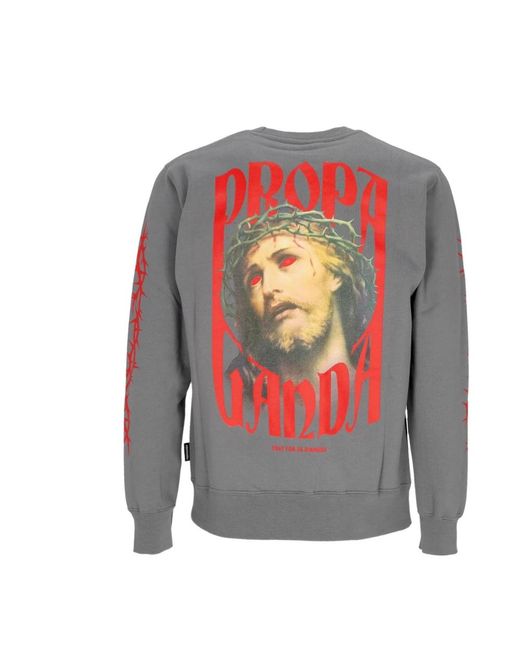 Propaganda Hoodies & Sweatvesten ,Grijs ,Katoen Grijze Crewneck Sweatshirt Met Snake Logo in het Gray voor heren
