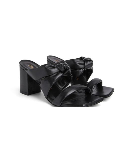 Stuart Weitzman Black Playa 75 Knot Block Slide