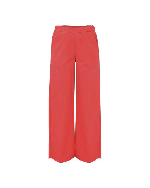 Pantalones de algodón de pierna ancha con bolsillos Kocca de color Red
