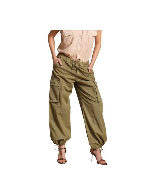 Mason's Green Cargo Jogger Hose Aus Baumwolle Und Leinen