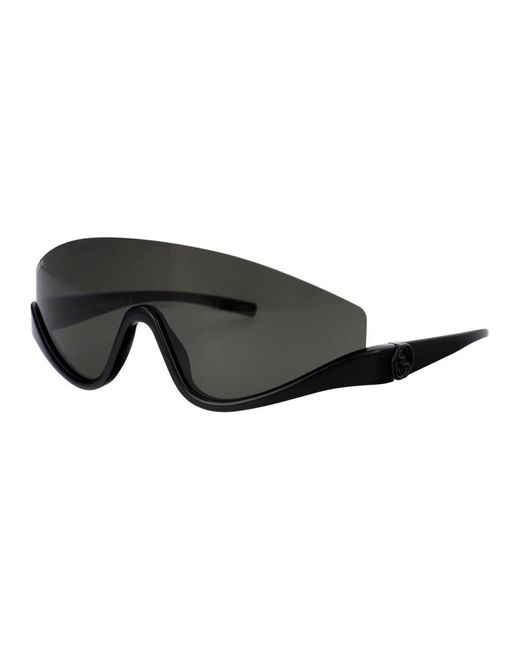 Gucci Black Half-rimmed Plastic Shield Sunglasses
