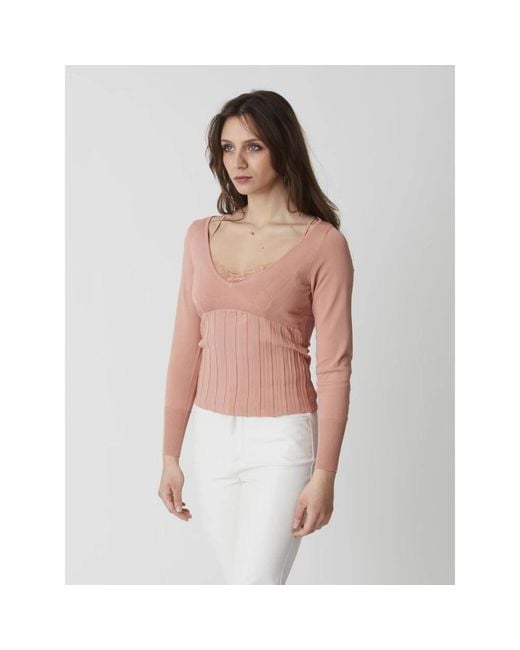 Pinko Red V-Neck Knitwear
