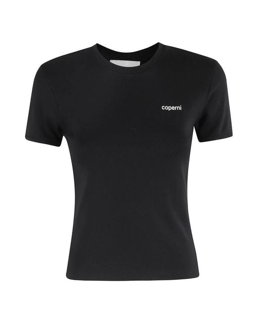 Coperni Tops ,Zwart ,Monochrome Logo T-Shirt Met Halslijn in het Black
