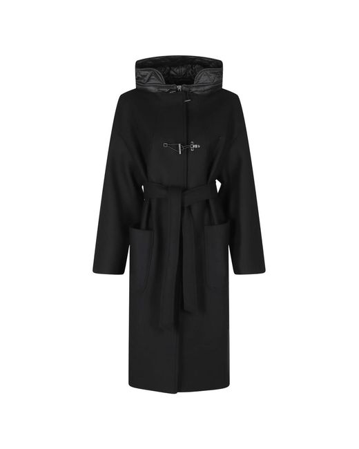 Fay Black Belted Coats