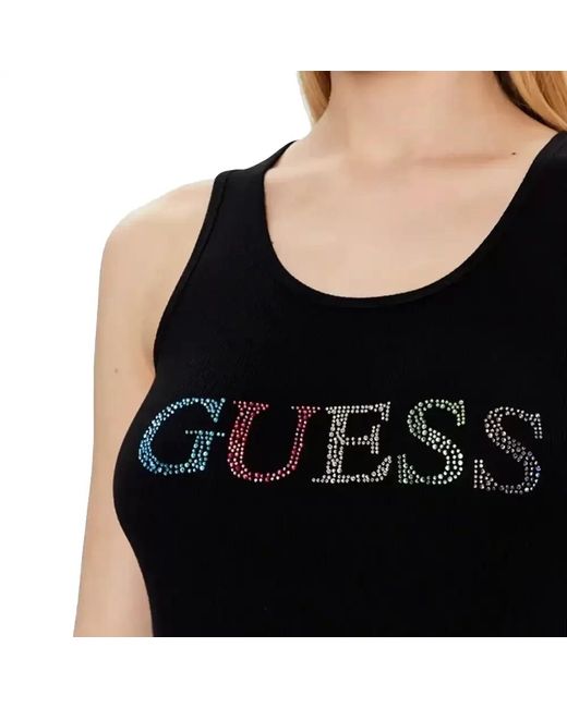 Guess Black Multi Color Tank Top Damen