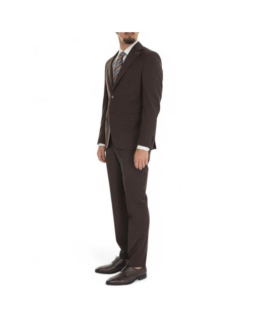 Paoloni Black Single Breasted Suits for men