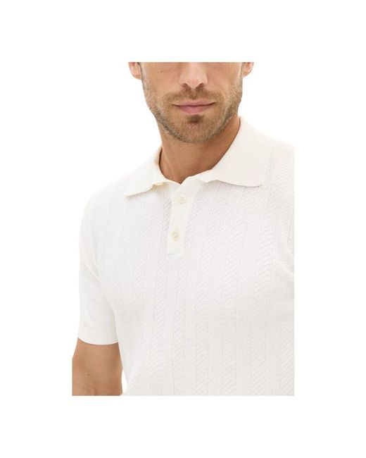 Oscar Jacobson Strukturiertes poloshirt weiß baumwolle in White für Herren