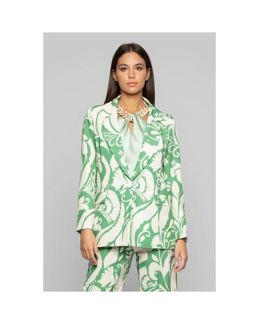 Chaqueta De Un Solo Botón Con Estampado Floral Bicolor, Mujer, Talla Kocca de color Green