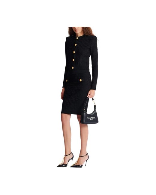 Balmain Monogram Gebreide Rok in het Black