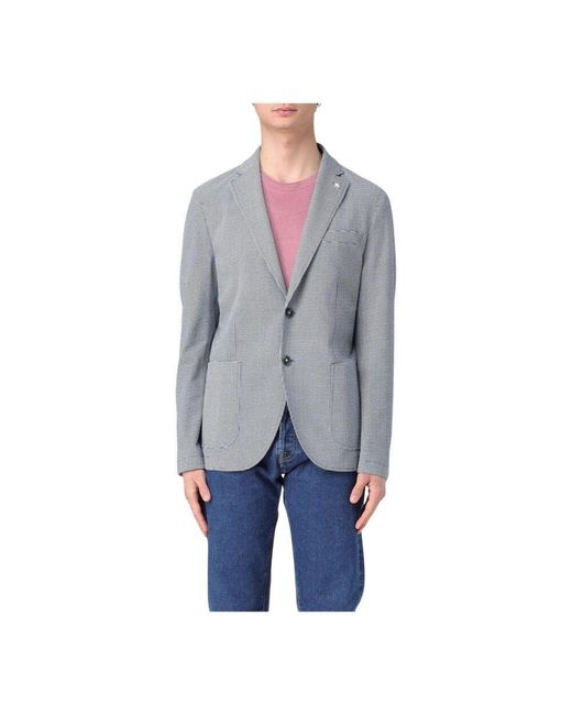 Manuel Ritz Blaues Gingham Check Sakko in Blue für Herren
